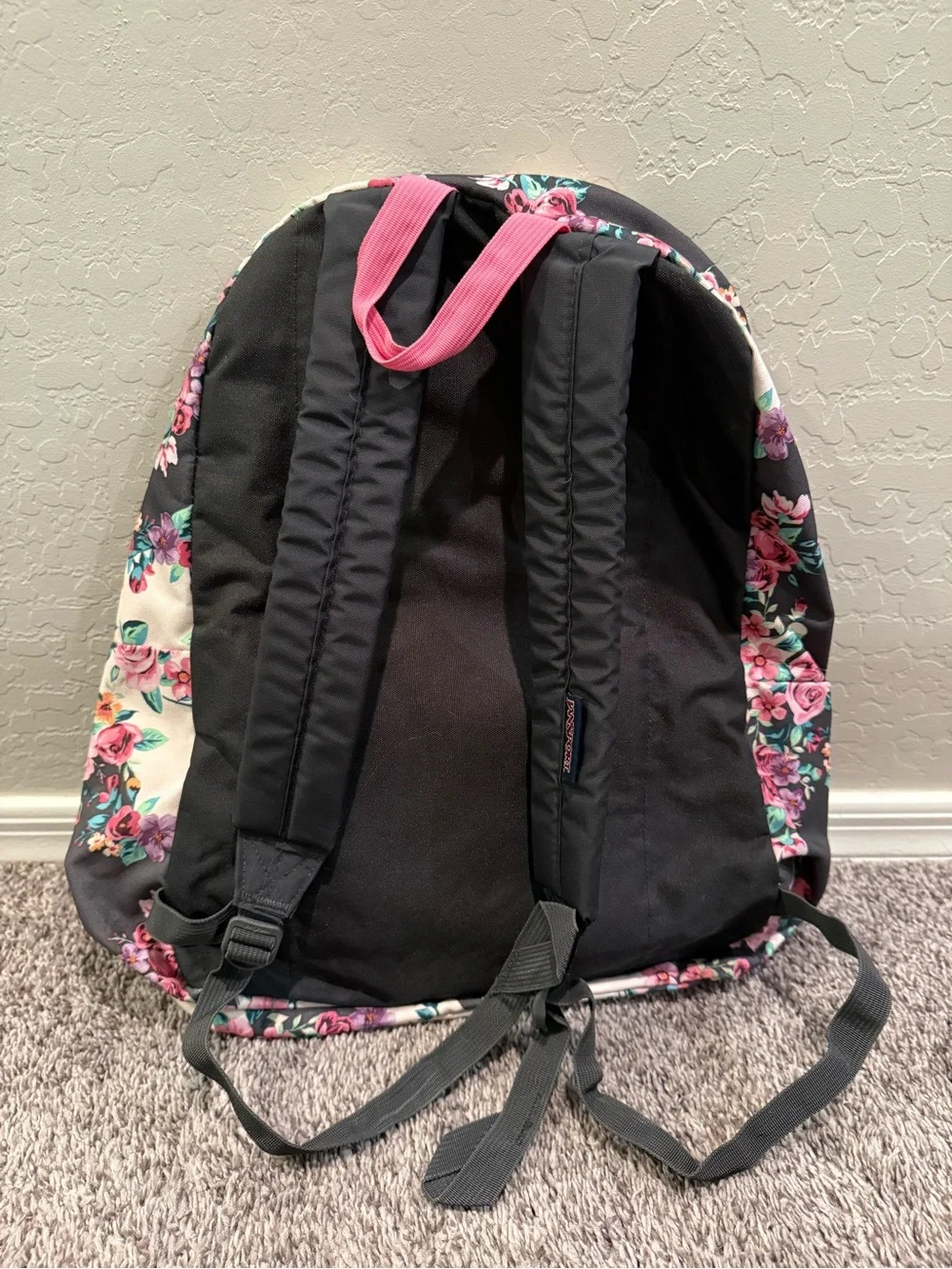 Jansport Floral Pink and Cream Backpack